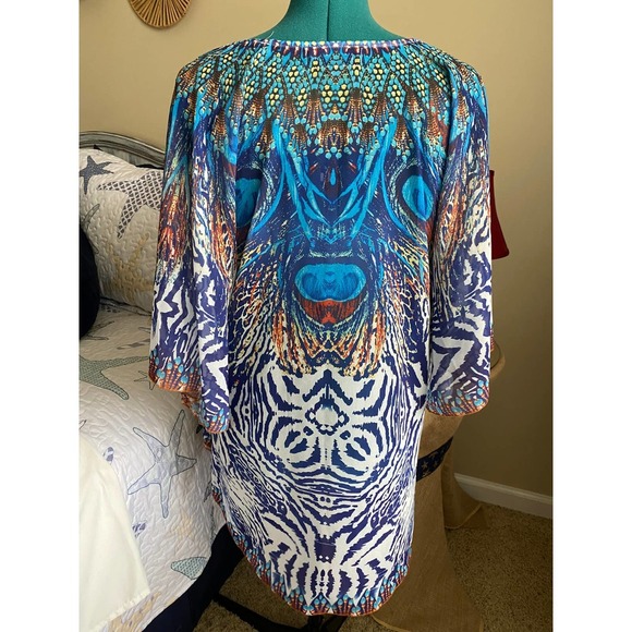 Batwing Blouse One Size Jennifer Rose NY Animal Print Rhinestone Detail NEW - Picture 4 of 8